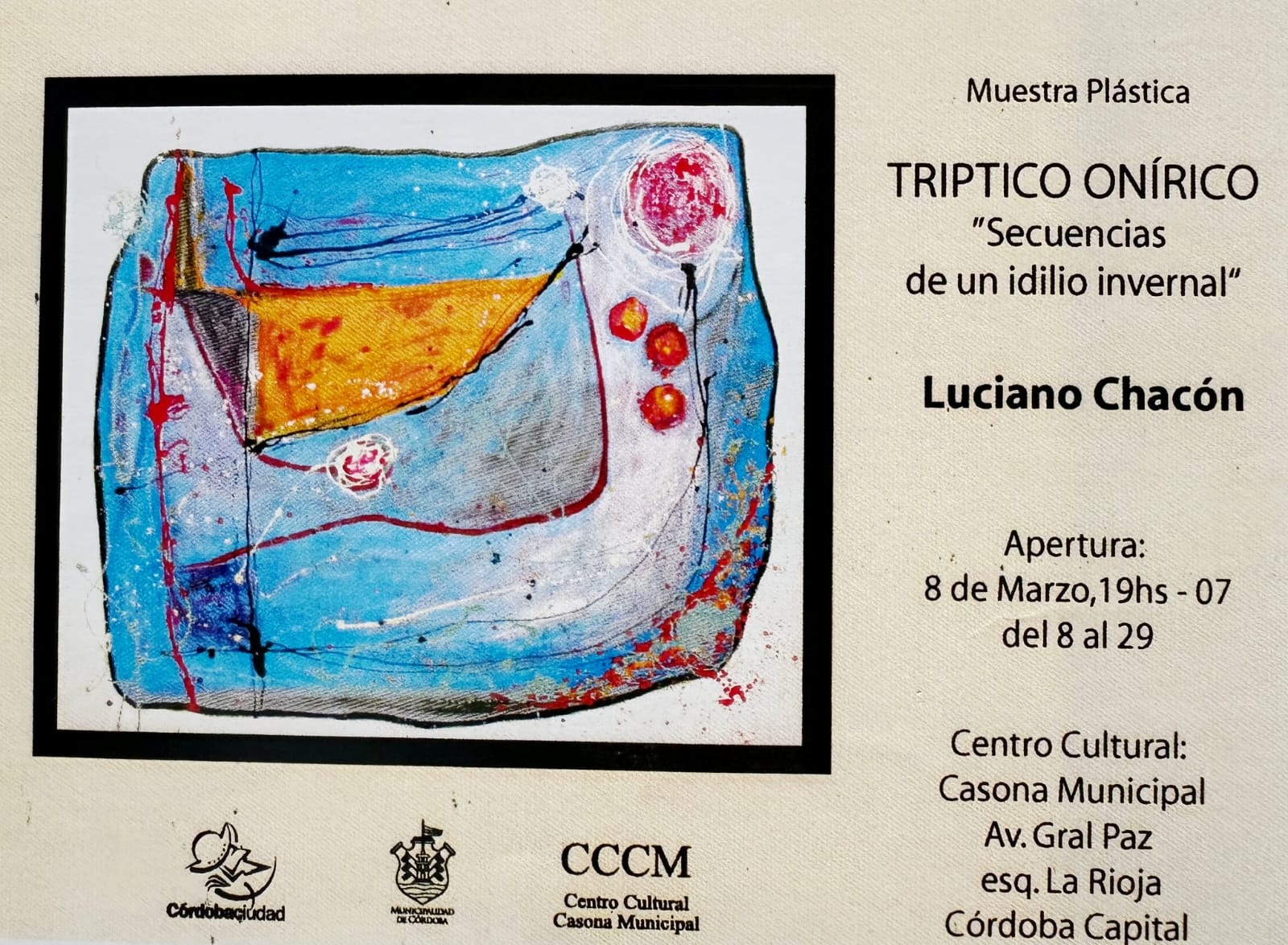 Cartel de la exposición Tríptico Onírico — Centro Cultural Casona Municipal, Córdoba, 2004